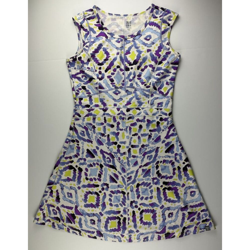 Title Nine Dream Dress Purple Blue Watercolor Print Sleeveless Athletic Dress M